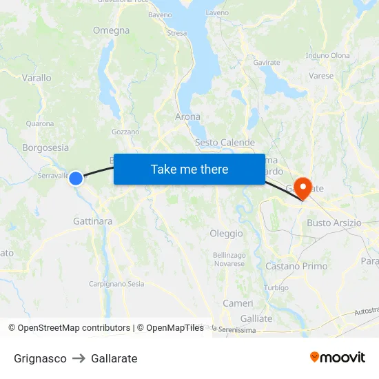 Grignasco to Gallarate map