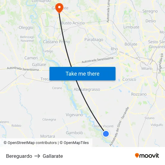 Bereguardo to Gallarate map