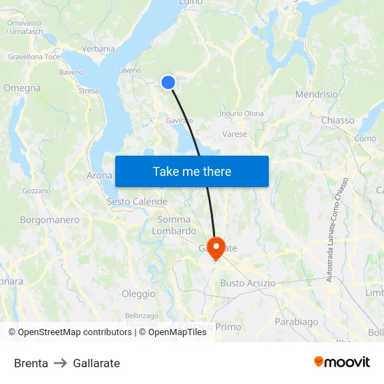 Brenta to Gallarate map