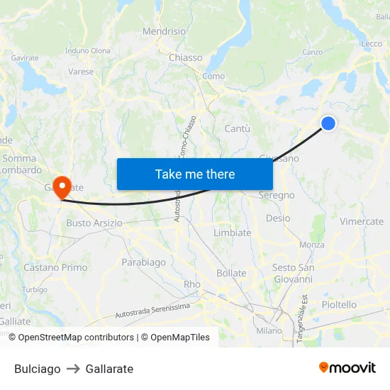 Bulciago to Gallarate map
