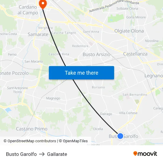 Busto Garolfo to Gallarate map
