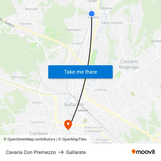 Cavaria Con Premezzo to Gallarate map