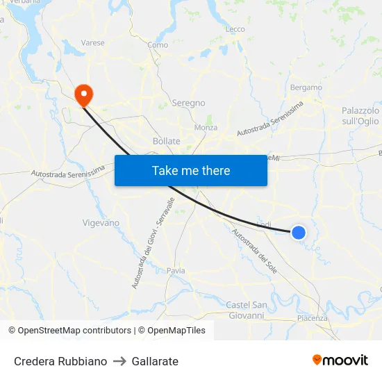 Credera Rubbiano to Gallarate map