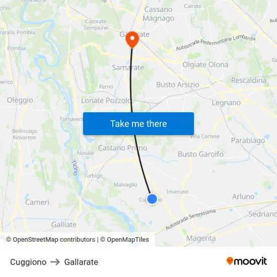 Cuggiono to Gallarate map