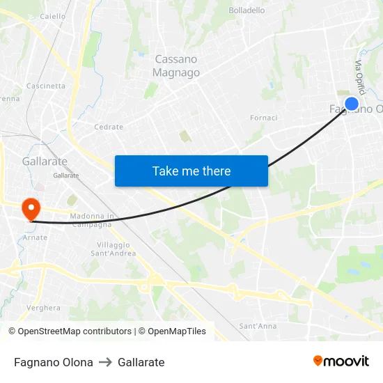 Fagnano Olona to Gallarate map