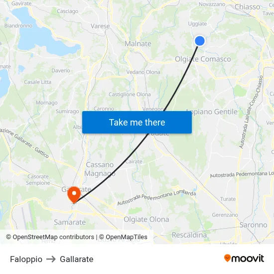Faloppio to Gallarate map