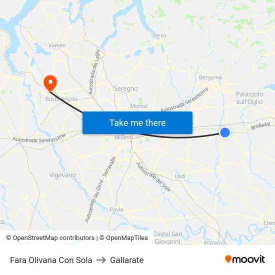 Fara Olivana Con Sola to Gallarate map