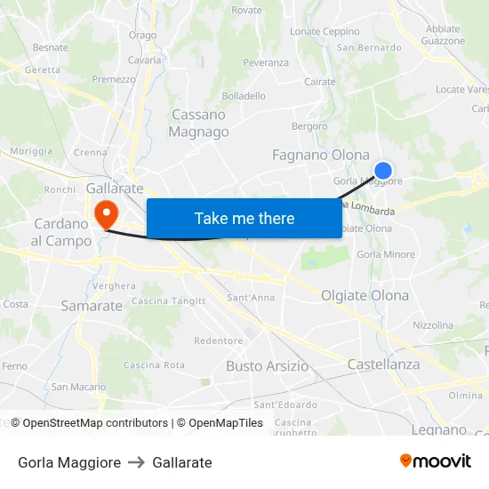Gorla Maggiore to Gallarate map