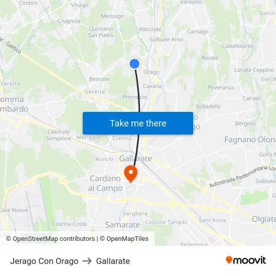 Jerago con Orago to Gallarate map