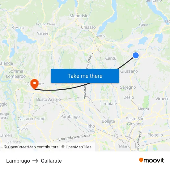 Lambrugo to Gallarate map