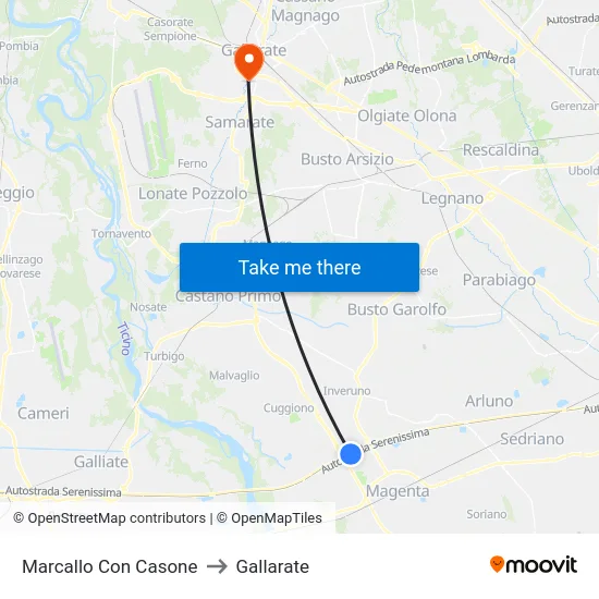 Marcallo con Casone to Gallarate map