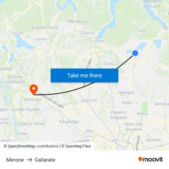 Merone to Gallarate map