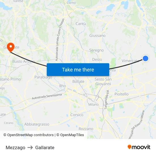 Mezzago to Gallarate map