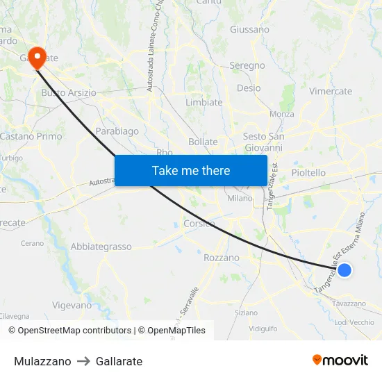 Mulazzano to Gallarate map