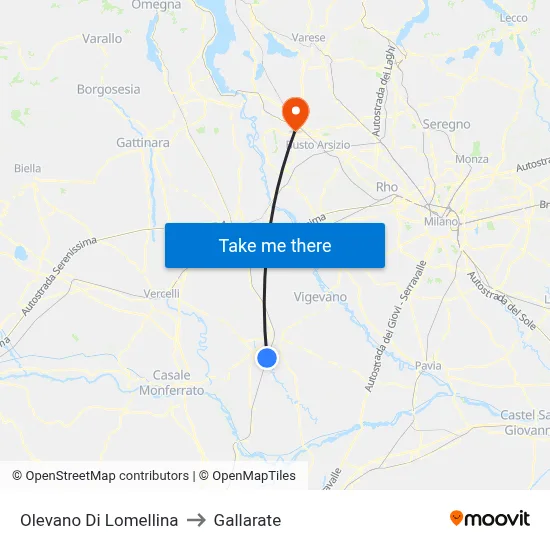 Olevano Di Lomellina to Gallarate map