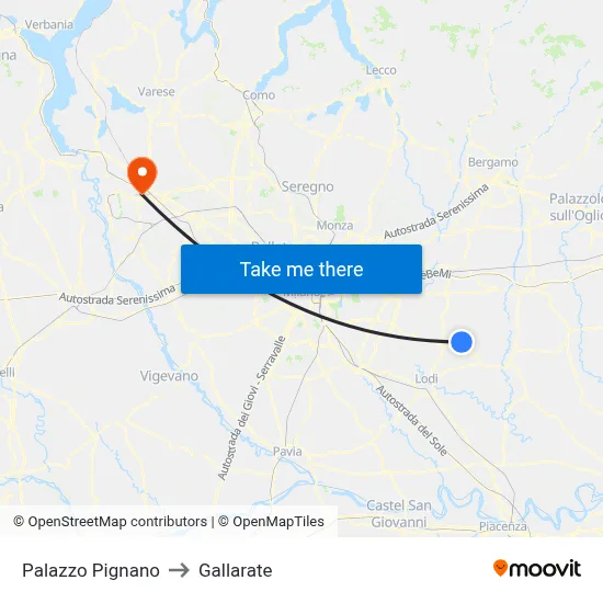 Palazzo Pignano to Gallarate map