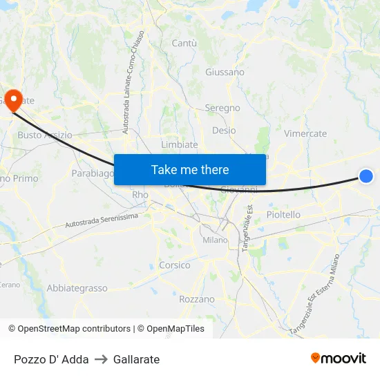 Pozzo D' Adda to Gallarate map