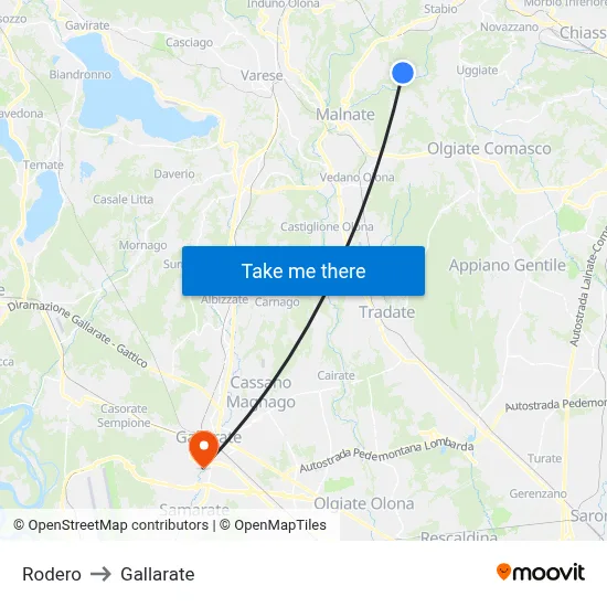 Rodero to Gallarate map