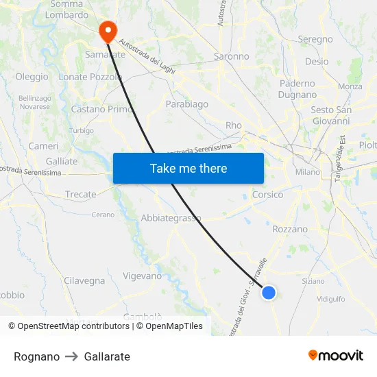 Rognano to Gallarate map