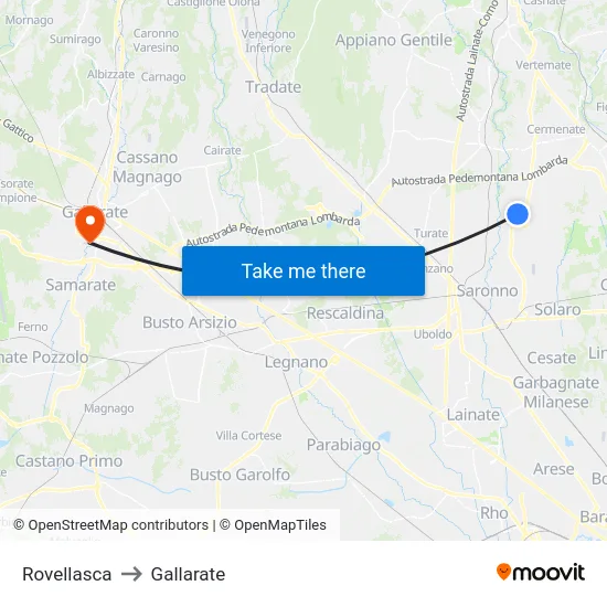Rovellasca to Gallarate map