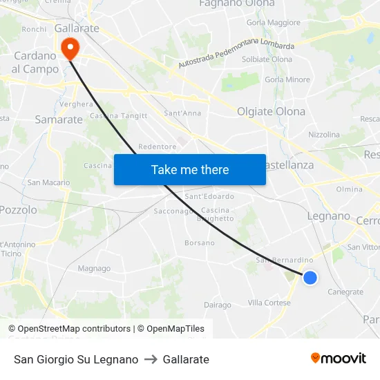 San Giorgio Su Legnano to Gallarate map