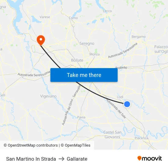 San Martino In Strada to Gallarate map