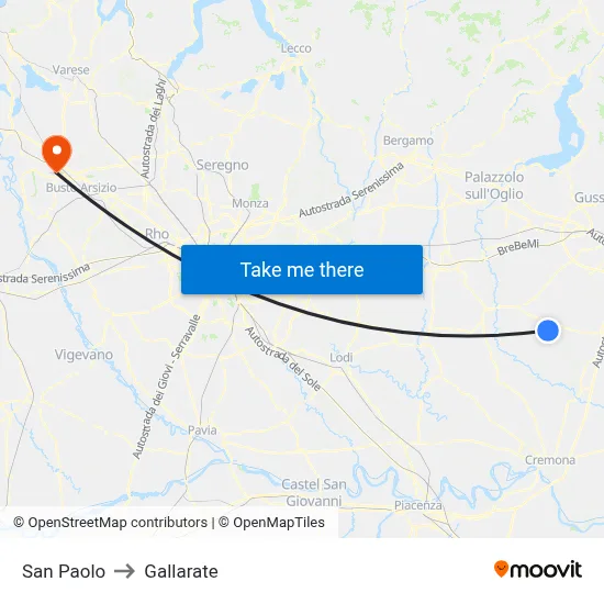 San Paolo to Gallarate map