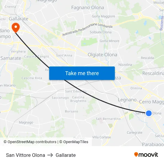 San Vittore Olona to Gallarate map