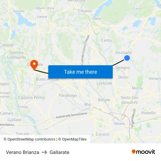 Verano Brianza to Gallarate map