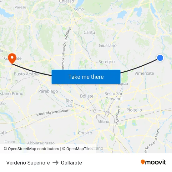 Verderio Superiore to Gallarate map