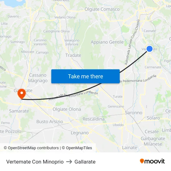 Vertemate Con Minoprio to Gallarate map