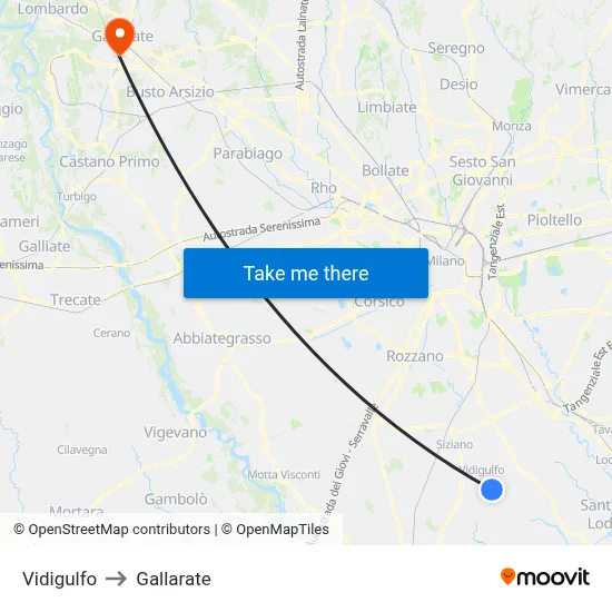 Vidigulfo to Gallarate map