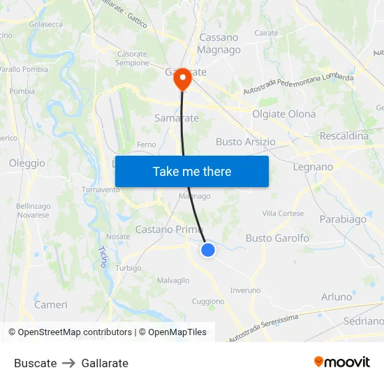 Buscate to Gallarate map