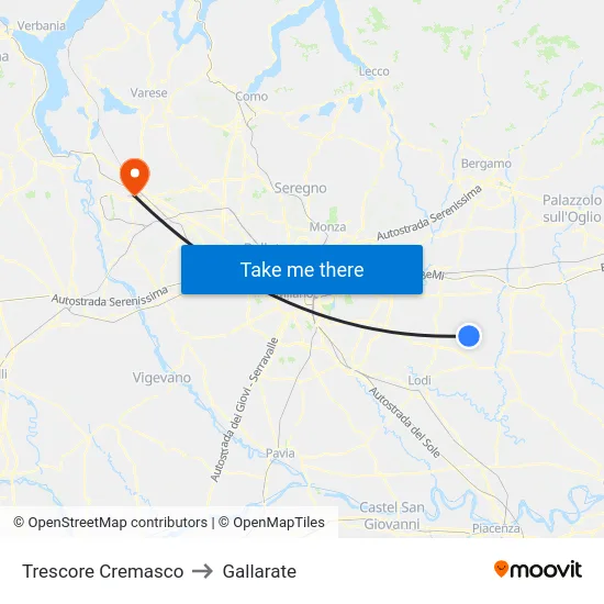 Trescore Cremasco to Gallarate map