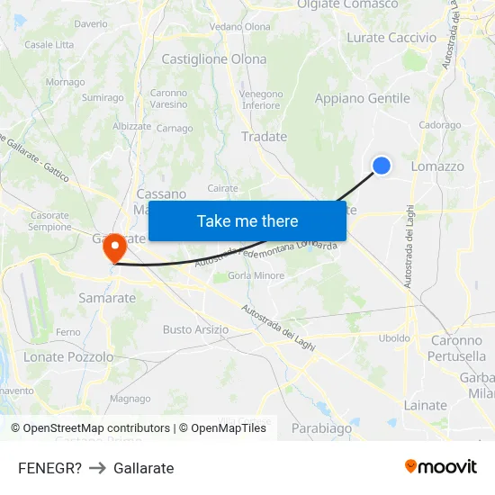 Fenegro to Gallarate map