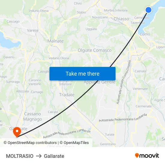 Moltrasio to Gallarate map