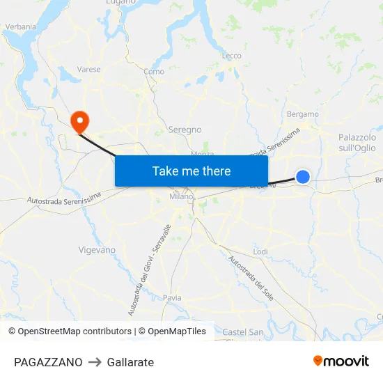 PAGAZZANO to Gallarate map