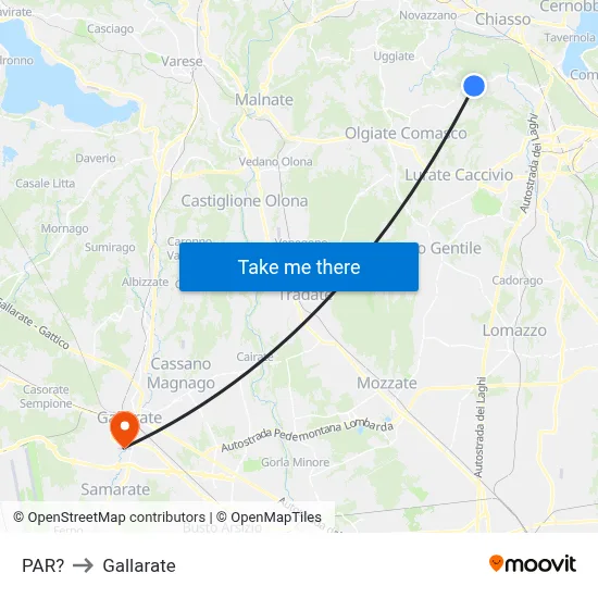 Parre to Gallarate map