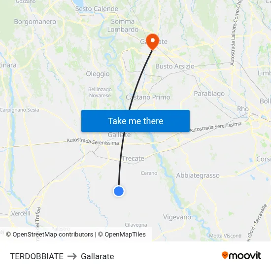 TERDOBBIATE to Gallarate map