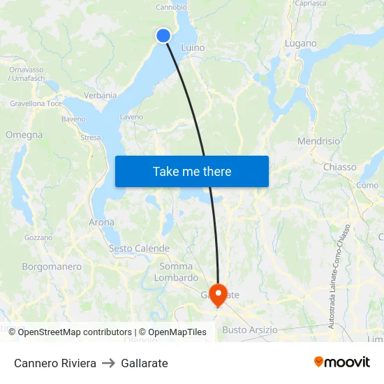Cannero Riviera to Gallarate map