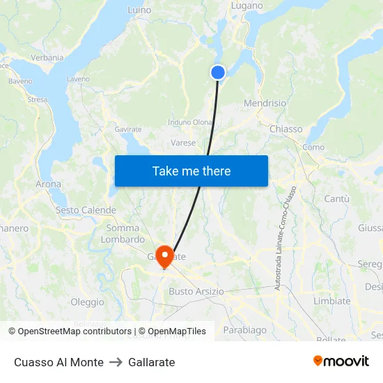 Cuasso Al Monte to Gallarate map
