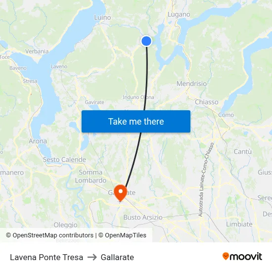 Lavena Ponte Tresa to Gallarate map