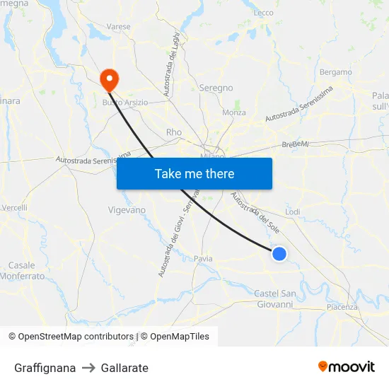 Graffignana to Gallarate map