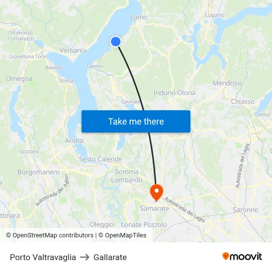 Porto Valtravaglia to Gallarate map
