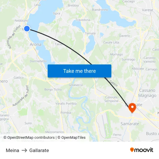 Meina to Gallarate map