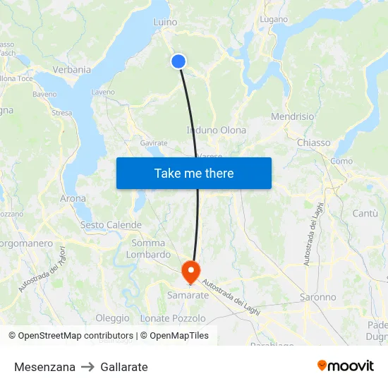 Mesenzana to Gallarate map