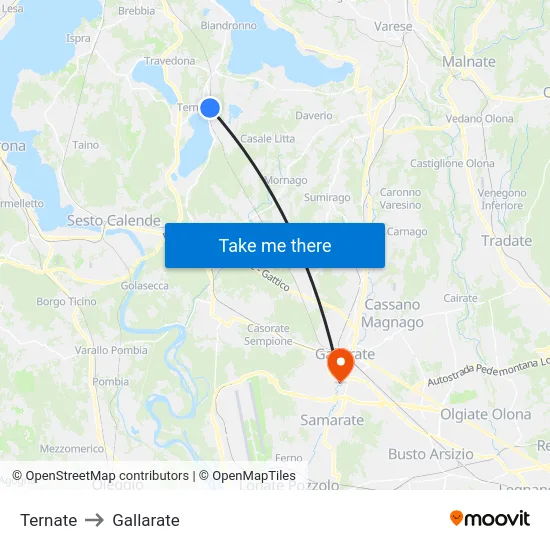 Ternate to Gallarate map