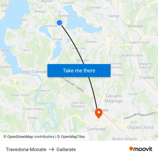Travedona-Monate to Gallarate map