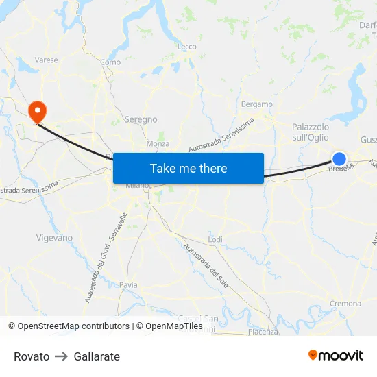 Rovato to Gallarate map