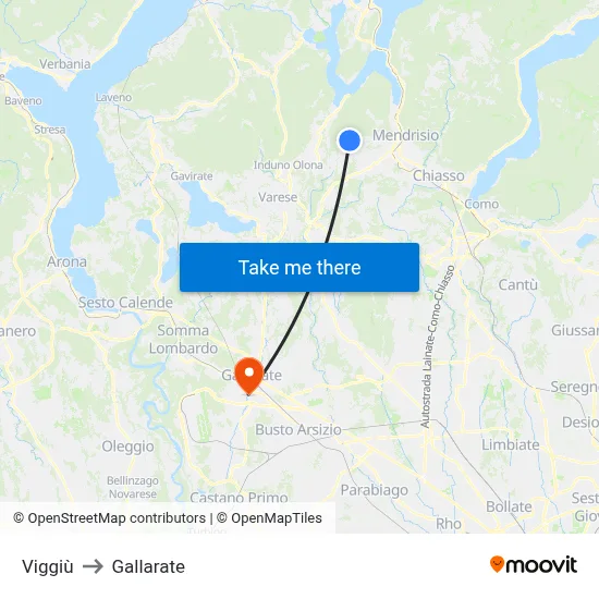 Viggiù to Gallarate map